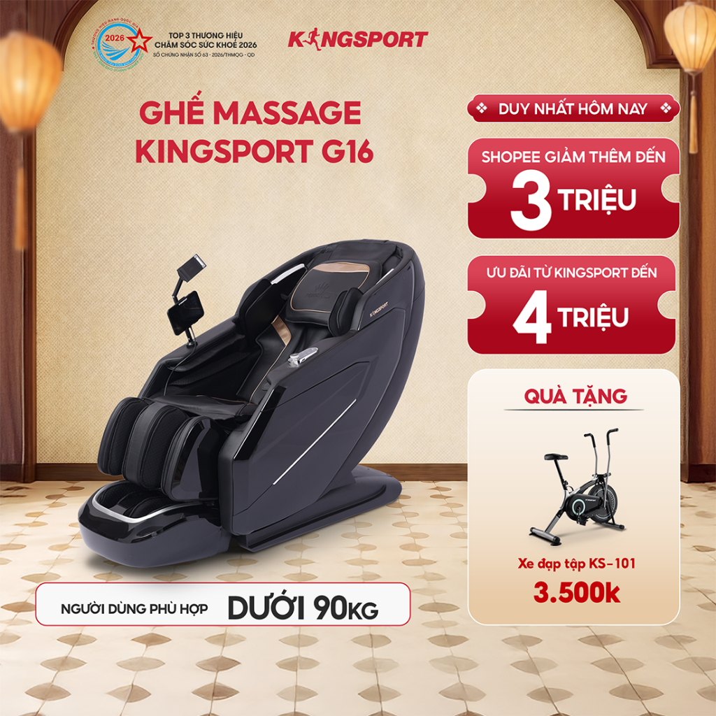 Ghế massage KINGSPORT G16 Sonic công nghệ Massage Kingtech Touch Pro, 12 bài massage chuyên nghiệp
