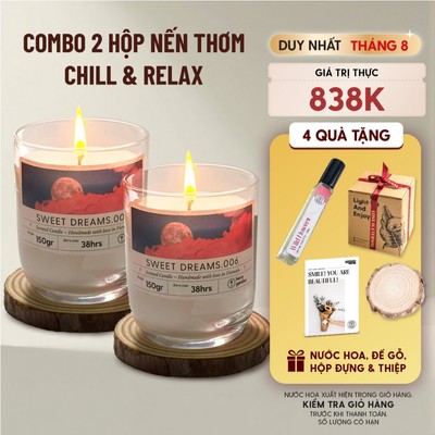 Combo 2 Nến Thơm Thư Giãn Làm Quà Tặng Chill & Relax Mùi Hương Dễ Ngủ HENY GARDEN