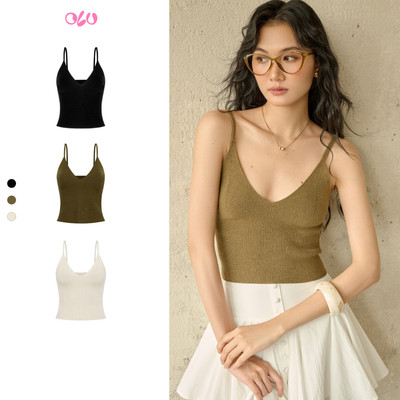 Áo kiểu OLV dệt kim 2 dây cổ tim Aeri nhiều màu dáng basic
