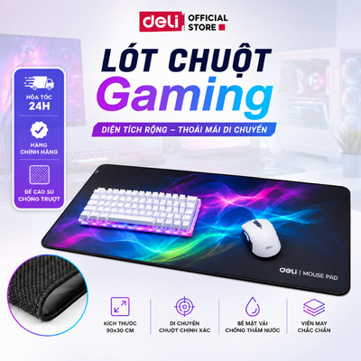 Lót Chuột Gaming Deli Kích Thước 90x30cm Lót chuột Nhiều Màu Trơn Basic Dày 3cm Pad Chuột Gaming Chống Trơn Trượt