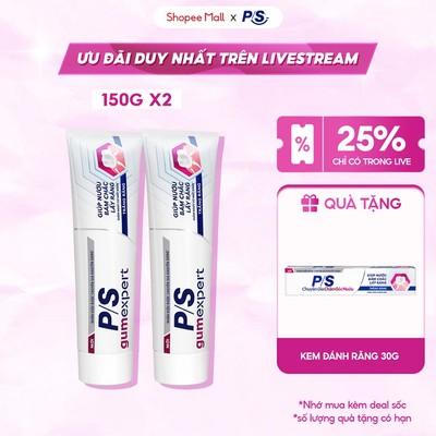 [LIVE][MỚI]Bộ 2 Kem đánh răng P/S Chuyên Gia Chăm Sóc Nướu 150g-Giúp nướu khỏe, Sạch mảng bám ố vàng,Răng trắng sáng hơn