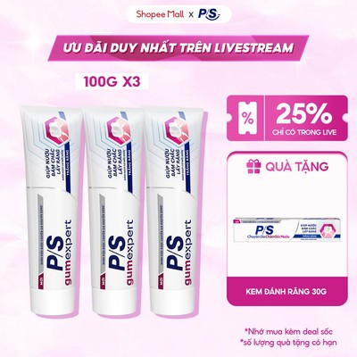 [LIVE] Bộ 3 Kem đánh răng P/S GumExpert 100g giúp nướu khỏe, răng trắng sáng & ngăn ngừa các vấn đề răng miệng