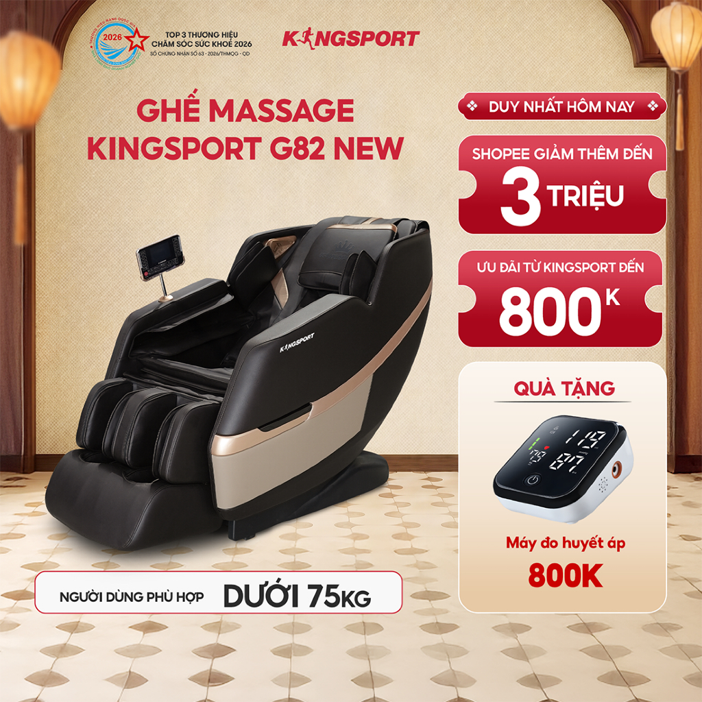 Ghế massage KINGSPORT G82 New Công Nghệ Làm Ấm Warmtech, Công Nghệ Massage Chân Legtech 2-in-1