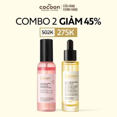[MUA 2 GIẢM 45%] Combo Tinh chất hoa hồng 30ml + Tinh chất xịt dưỡng sen Hậu Giang 100ml
