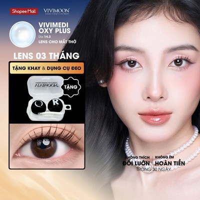 Kính áp tròng VIVIMOON LENS trong suốt cận 3 tháng Vivimedi Oxy Plus cho mắt thở