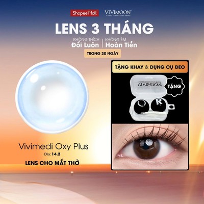Kính áp tròng VIVIMOON LENS cận trong suốt 3 tháng cho mắt thở Vivimedi Oxy Plus giá 1 chiếc (1 bên mắt)