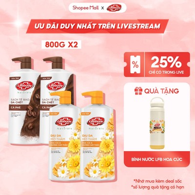 [LIVE] Combo 2 Sữa Tắm Lifebuoy Hoa Cúc Cam Thảo & Cà Phê 800G