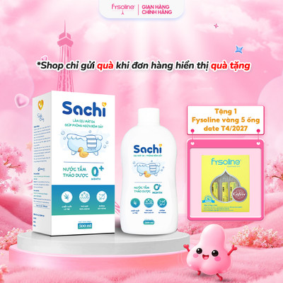 Nước tắm thảo dược Sachi 500ml cho bé - Làm sạch dịu nhẹ, ngăn ngừa rôm sảy, mẩn ngứa và mảng bám da đầu