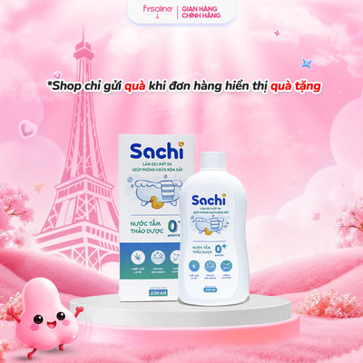 Nước tắm thảo dược SACHI dịu mát, phòng rôm sảy, mẩn ngứa, hăm tã, bảo vệ da cho bé - 250ml