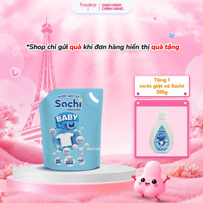 Nước Giặt Xả Cho Bé Sachi Organic Hương Thơm Dịu Nhẹ, Làm Sạch Vết Bẩn - Túi 3.2kg