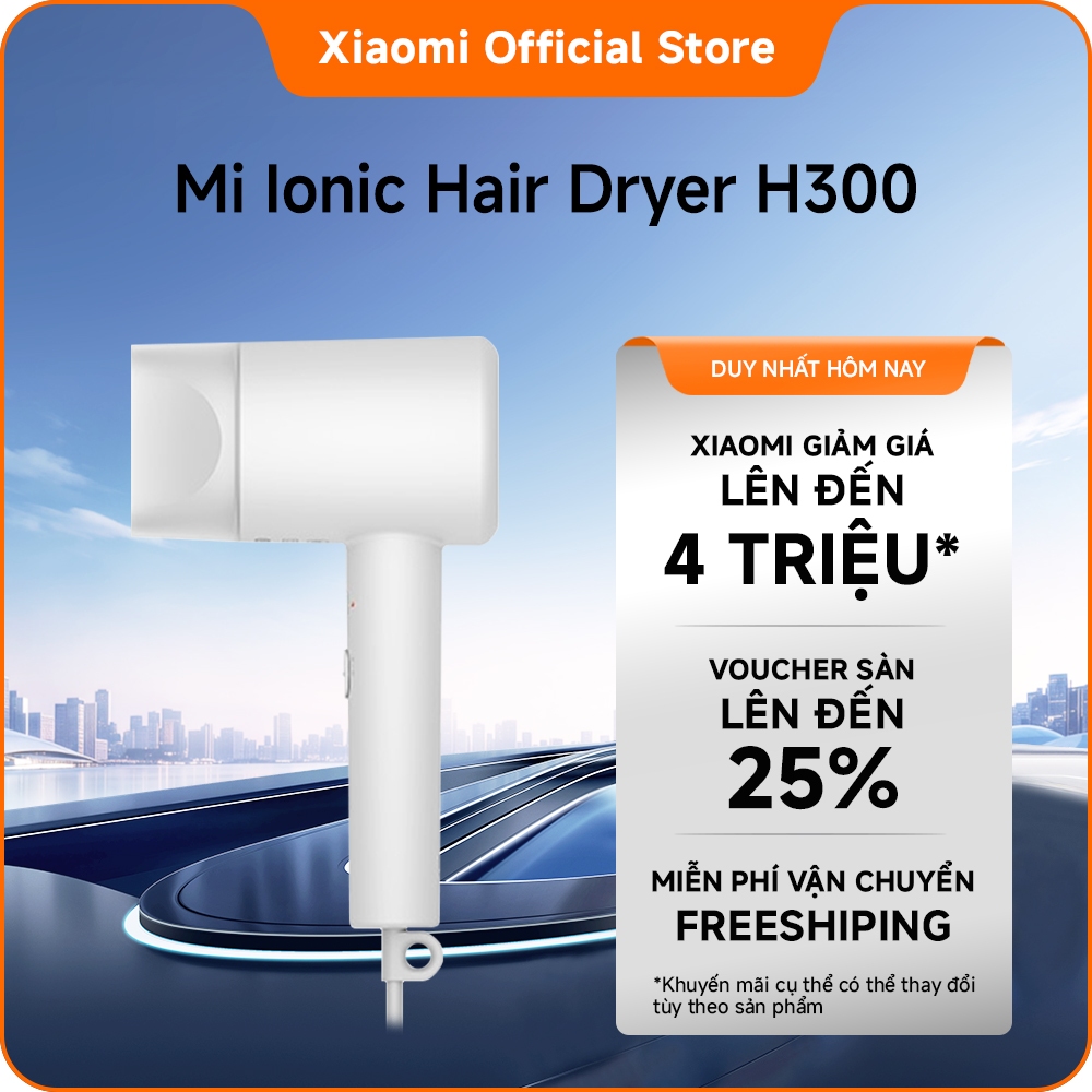 Mi Ionic Hair Dryer H300｜Vỏ siêu ngắn 9,5 cm | Lưu lượng gió siêu lớn 20 m/giây | 50 triệu ion âm