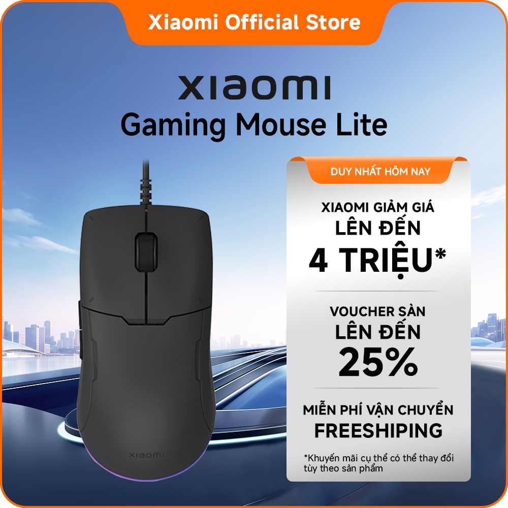 Chuột có dây Xiaomi Gaming Mouse Lite | 5 mức DPI, Công tắc chuột TTC, Vỏ mượt, nhẹ tay cầm