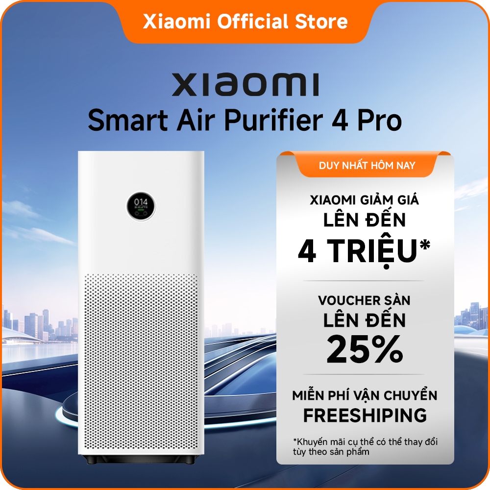 Máy lọc không khí Xiaomi Smart Air Purifier 4 Pro｜Loại bỏ lông thú, phấn hoa｜Giảm tới 99.9% vi-rút H
