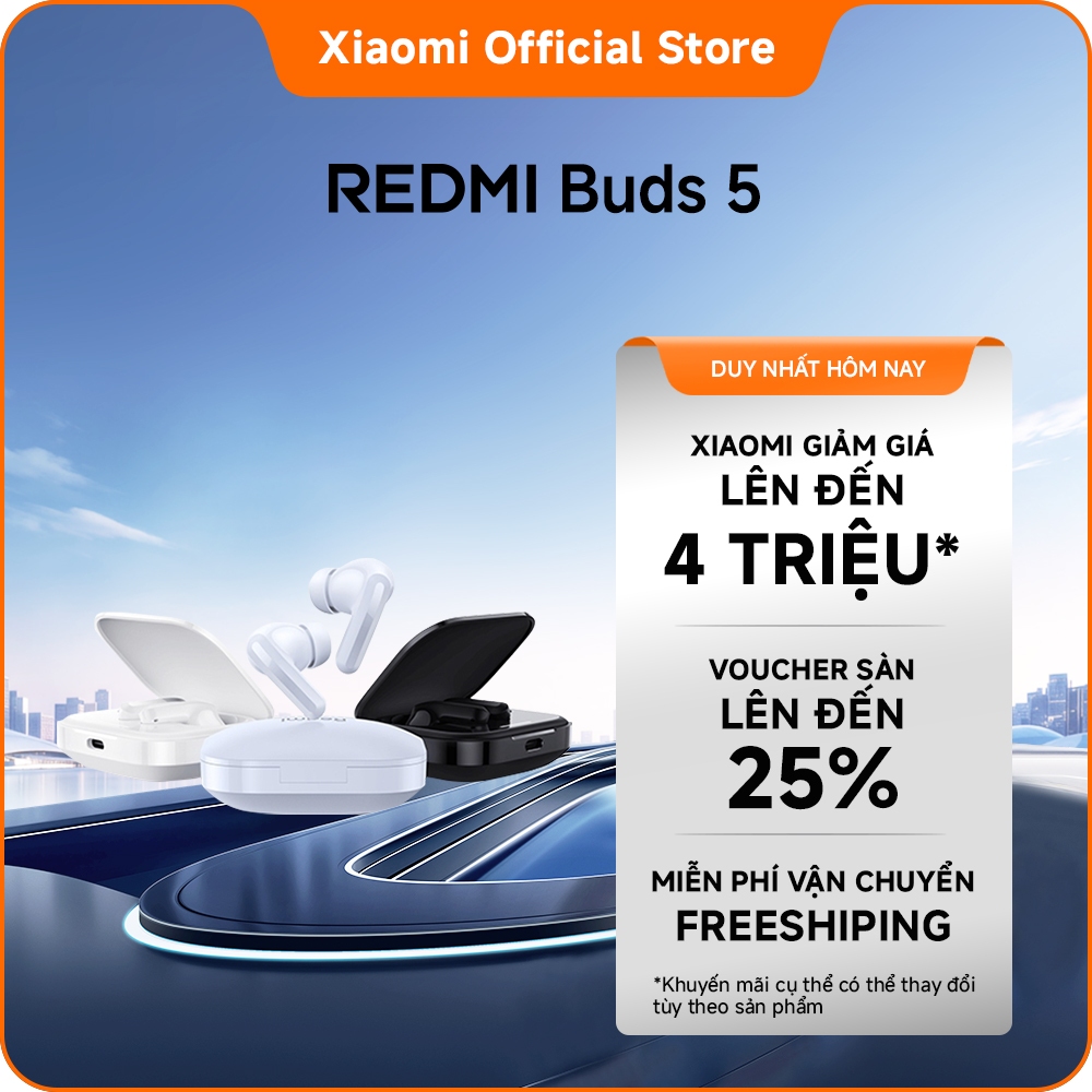 REDMI Buds 5 | Dynamic driver 12,4mm với màng ngăn titan | Thời lượng pin lên tới 40 giờ khi kèm hộp