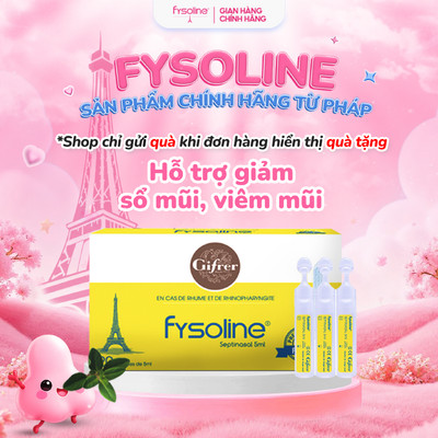 (Date T4.2027)Nước Muối Sinh Lý Kháng Khuẩn Pháp FYSOLINE vàng - Hỗ Trợ Giảm Viêm Mũi, Sổ Mũi Hộp 20 Ống x 5ml
