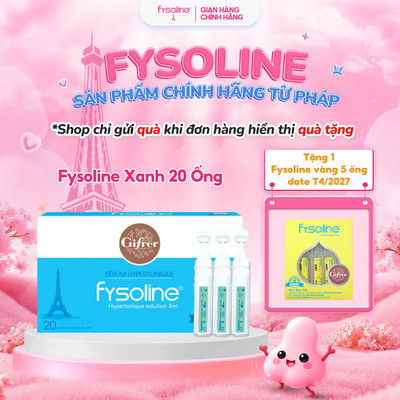 Fysoline xanh nước muối ưu trương- Hỗ trợ giảm nghẹt mũi, khô mũi cho bé (Hộp xanh 20 ống x 5ml)