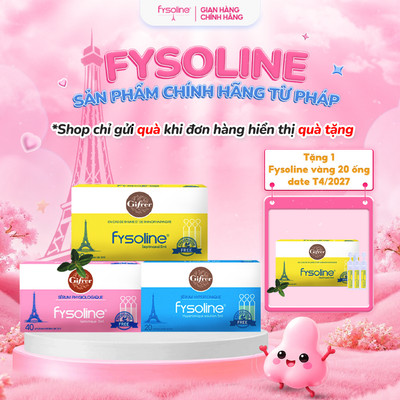 Combo Nước muối sinh lý FYSOLINE Hồng 40 ốngx5ml, Xanh 20 ốngx5ml và Vàng 20 ốngx5ml (Date T4.2027)