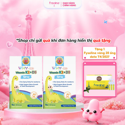 Combo 2 Vitamin Whykids D3 và K2 Dạng Xịt Giúp Bé Hấp Thụ Canxi Hỗ Trợ Phát Triển Chiều Cao - Chai 15ml