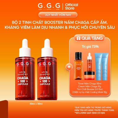 Bộ 2 Booster Nấm Chaga 2.0 G.G.G - Tinh Chất Phục Hồi Da Nhạy Cảm, Mỏng Yếu, Da Sau Treatment 50ml
