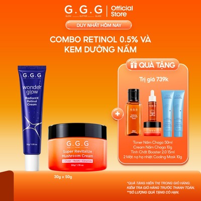Combo 02 Sản Phẩm Hỗ Trợ Sáng Da, Dưỡng Ẩm Gồm RadiantX Retinol Cream 30gr và Super Revitalize Mushroom 50g