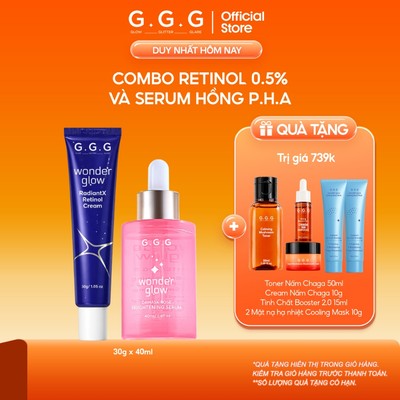Combo 02 Sản Phẩm Hỗ Trợ Dưỡng Sáng Da Gồm RadiantX Retinol Cream 30gr và Wonder Glow Brightening Serum 40ml