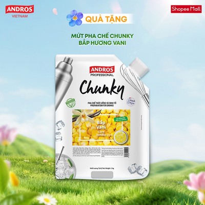 [HÀNG TẶNG KHÔNG BÁN]  Mứt Pha Chế Bắp & Vani - Có hạt bắp thật - Nguyên liệu pha chế - ANDROS CHUNKY - 1kg