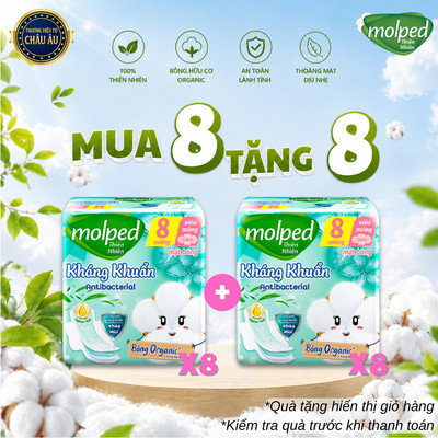 [KOL] Combo 8 Gói Băng Vệ Sinh Molped Thiên Nhiên Kháng Khuẩn Mát Lạnh Siêu Mỏng Có Cánh