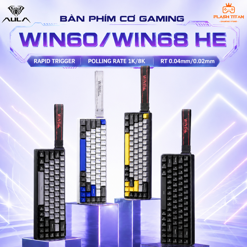 Bàn Phím Cơ Gaming AULA WIN68 HE - WIN60 HE Có Rapid Trigger Polling Rate 8k - Độ Trễ Thấp - Phù Hợp Chơi Game FPS