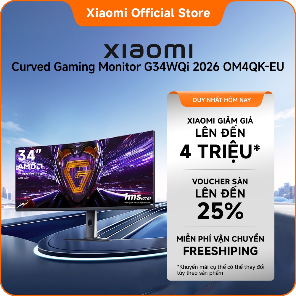 Màn hình gaming độ phân giải Xiaomi G34WQi 2026 OM4QK-EU I Màn hình siêu rộng WQHD I Độ cong lý tưởn