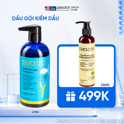 Dầu Gội Kiềm Dầu, hỗ trợ làm phồng tóc và sạch gàu Pura D'or Scalp Therapy 473ml