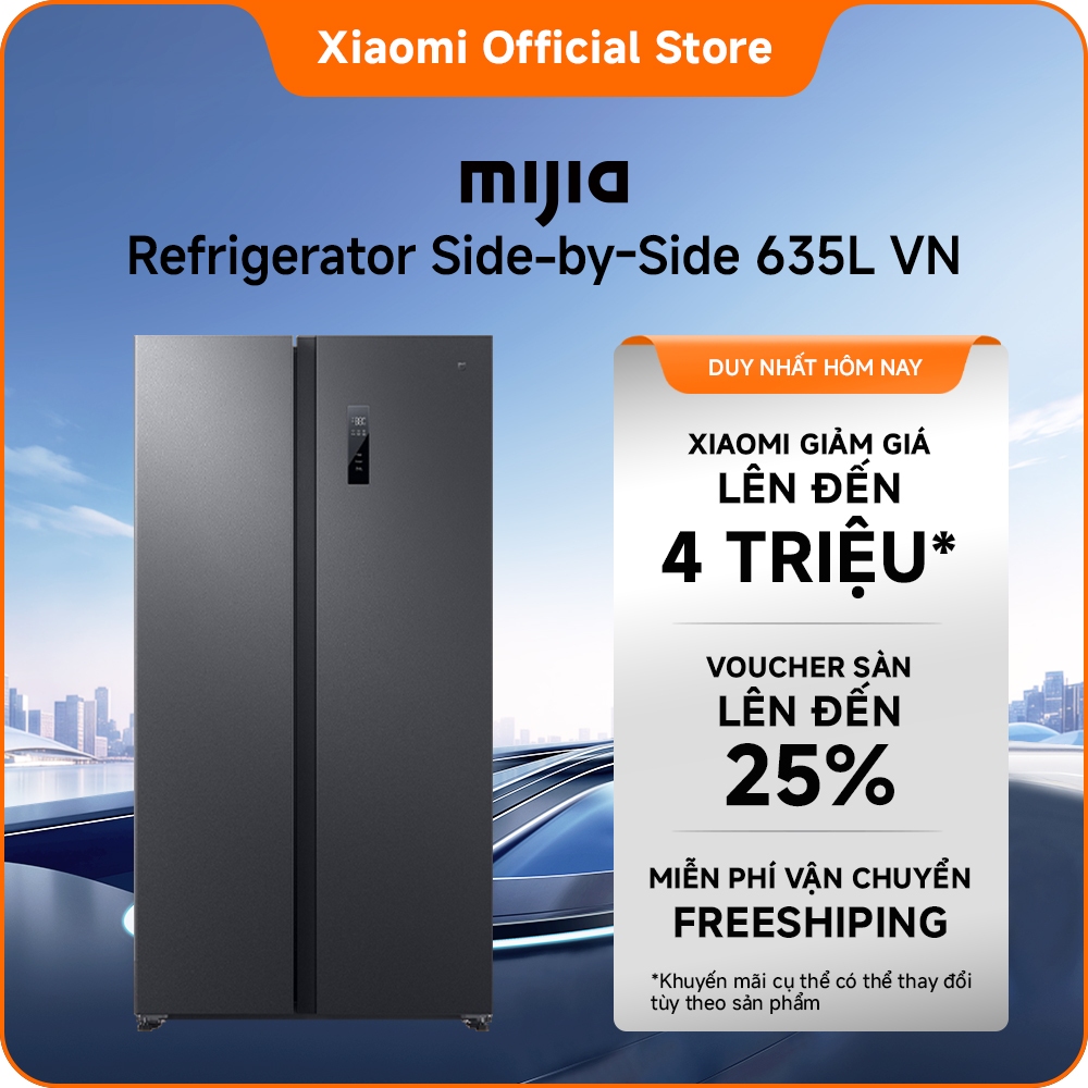Tủ lạnh Xiaomi 2 cánh Side by Side Xiaomi Mijia Refrigerator 635L | Dung tích lớn | Bảo hành 2 năm