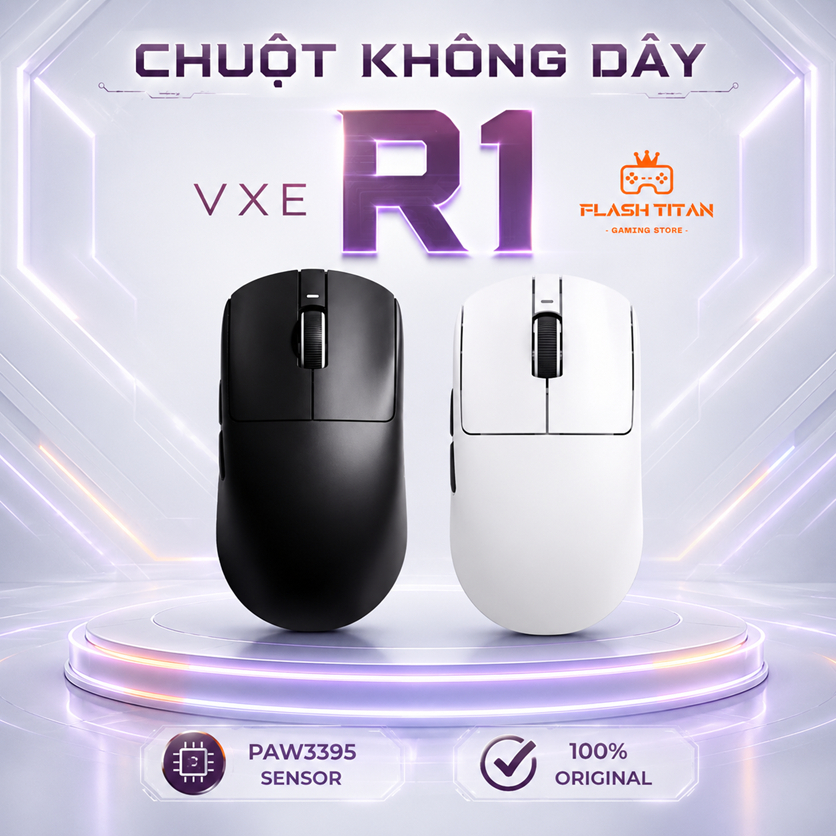 Chuột không dây VGN VXE R1 - VXE R1 SE - Trọng lượng nhẹ - PAW3395 Sensor - Chuột máy tính bluetooth
