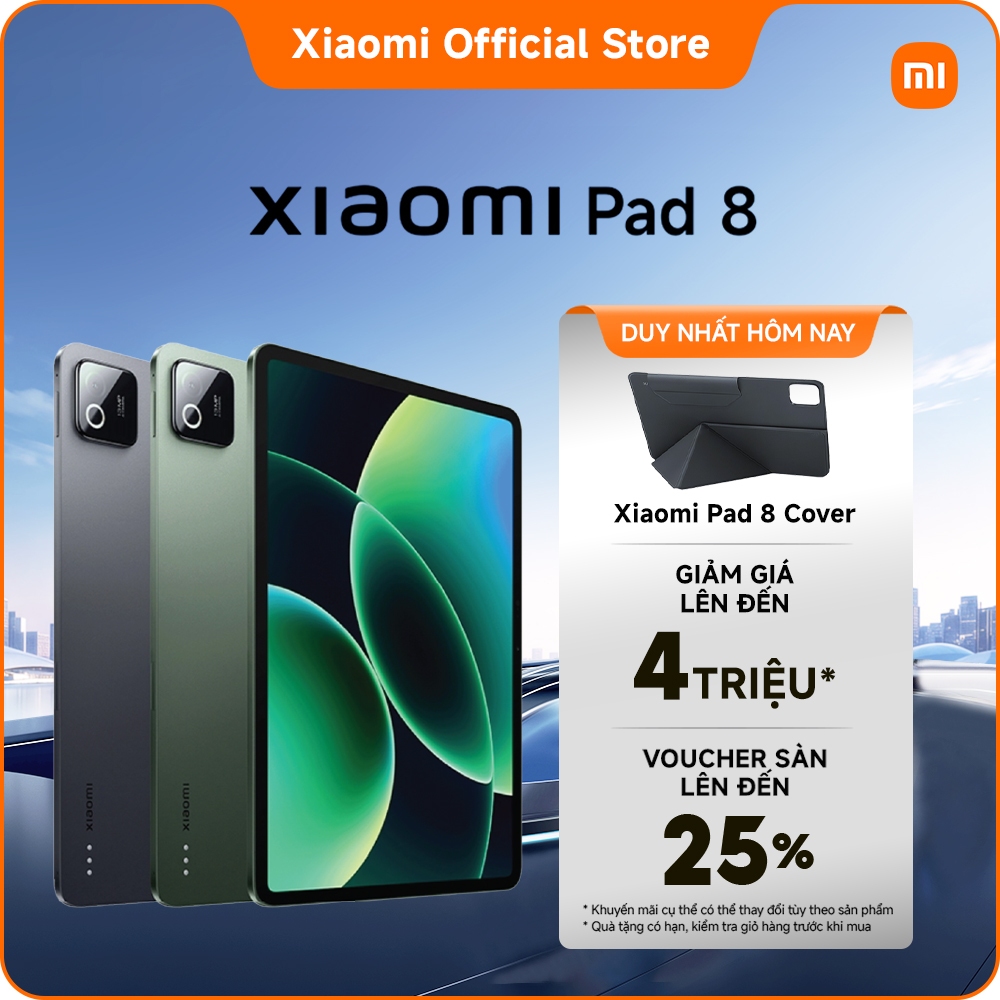 Máy tính bảng Xiaomi Pad 8 (8+128GB|8+256GB)| Pin 9200mAh (typ)| Màn hình 3.2K 144Hz| Vi xử lý Snapdragon 8s Gen 4