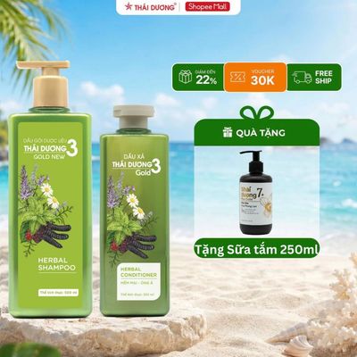 [COMBO] Mua Cặp dầu gội Thái Dương 3 Hoa Lá (Gội 500ml + Xả 333ml) Tặng Sữa Tắm hoặc Dầu xả  Thái Dương 7 Plus