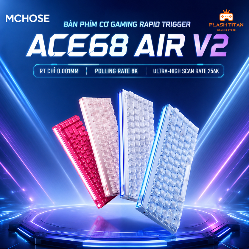 Bàn Phím Cơ Gaming Mchose ACE68 air V2 - Bàn phím Rapid Trigger - RT 0.001mm - 8k Polling Rate