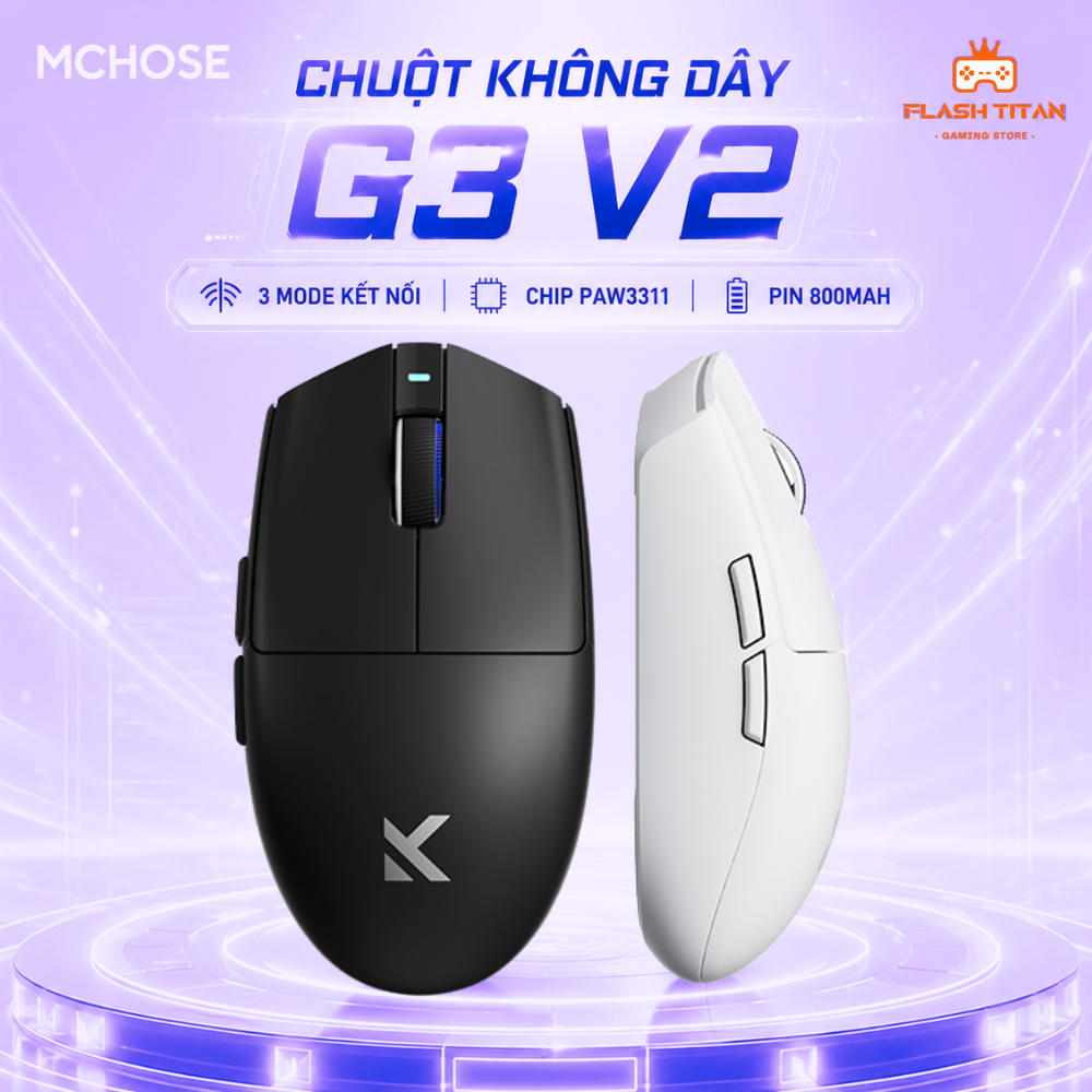 Chuột Không Dây Mchose G3 V2 Kết Nối Bluetooth - Chip PAW3311 Mạnh Mẽ - Pin 800mAh Dùng Chơi Game Văn Phòng 20 ngày