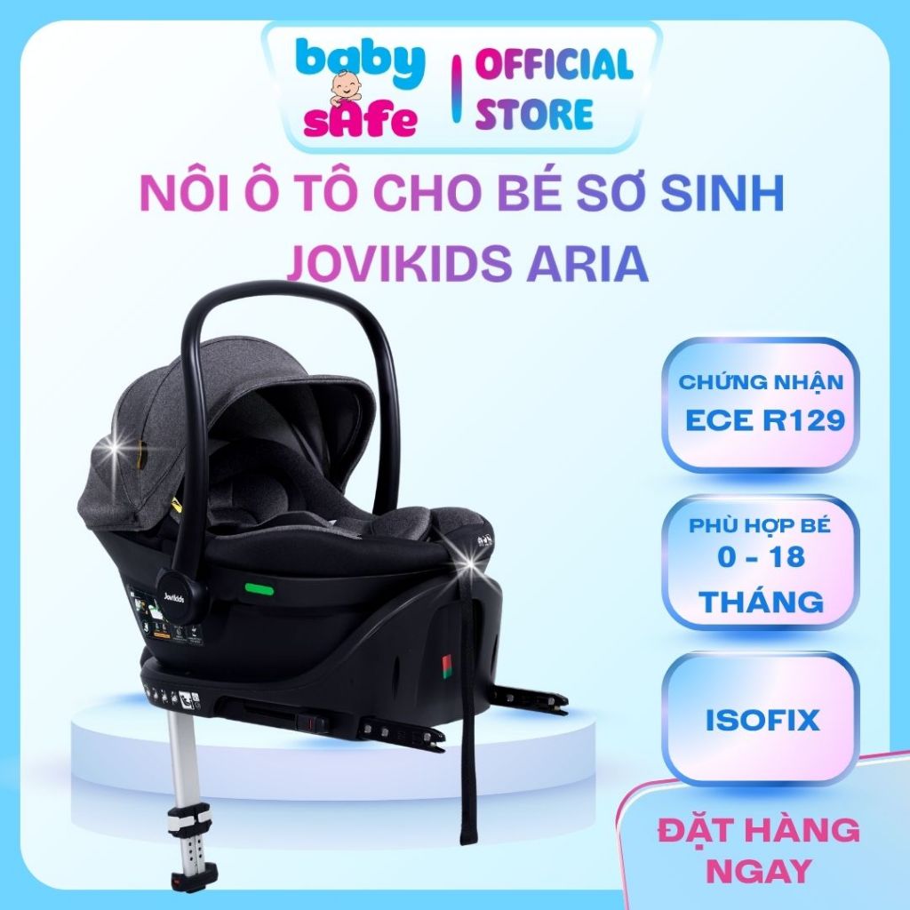 Combo Ghế Nôi Ô Tô i-Size Jovikids Aria + Đế ISOFIX Aria | Chuẩn An Toàn ECE R129/04 | 0–18 Tháng (4