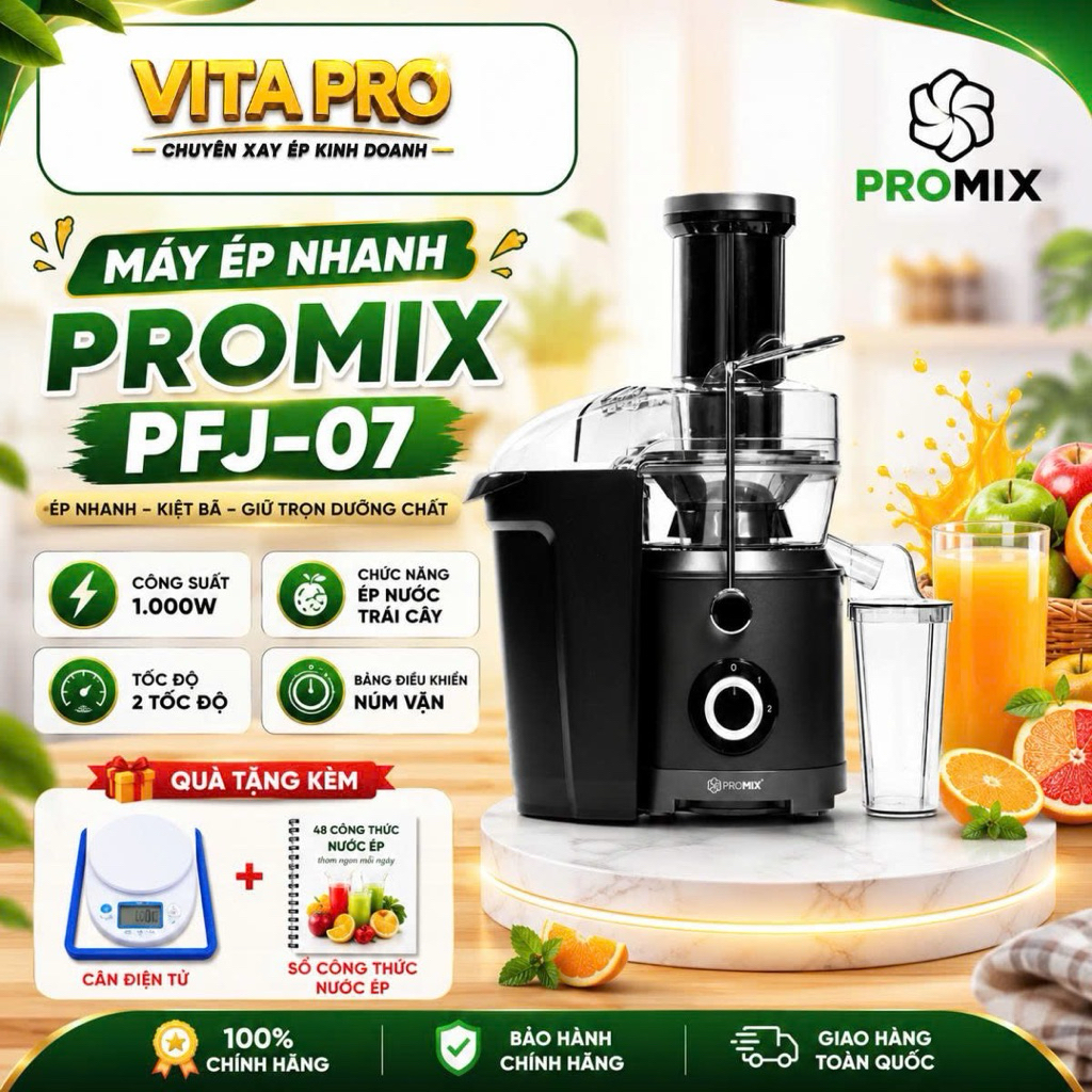 A2 Tặng Cân Điện Tử + Máy Ép Nhanh Promix PFJ-07 1000W Chính Hãng Ép Cực Khỏe Cho Quán