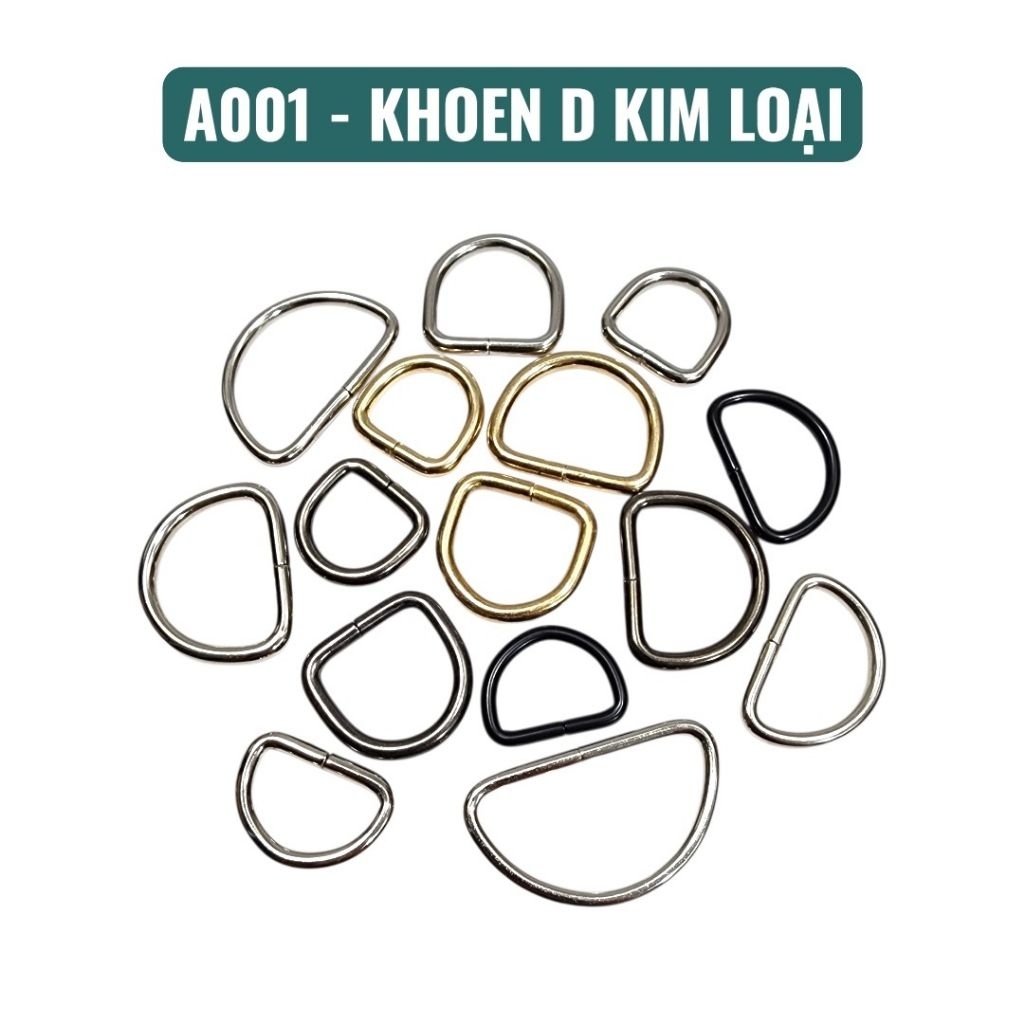 Set (10 cái/50 cái) Khoen chữ D kim loại làm túi xách, phụ kiện túi (A001)