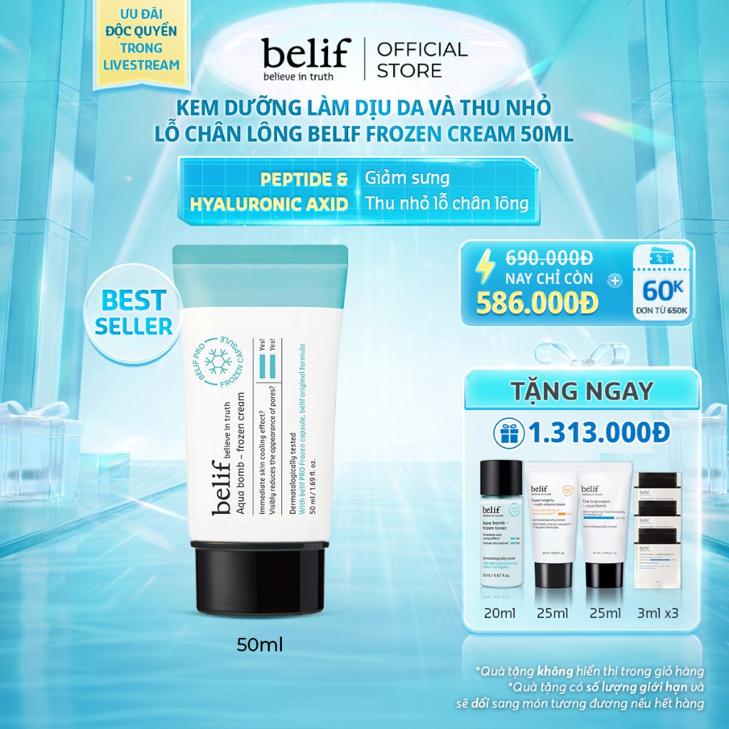 [belif Official x KOL] Kem dưỡng làm dịu da và thu nhỏ lỗ chân lông belif Frozen Cream 50ml