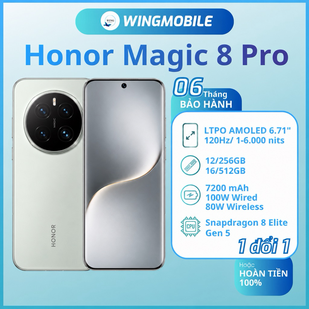 Honor Magic8 Pro 12/512 nội địa Snap8 Elite Gen5 -Wingmobile
