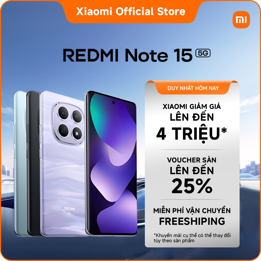 Điện thoại thông minh Redmi Note 15 5G (6+128GB|8+256GB)|Pin 5520mAh với thiết kế mỏng nhẹ