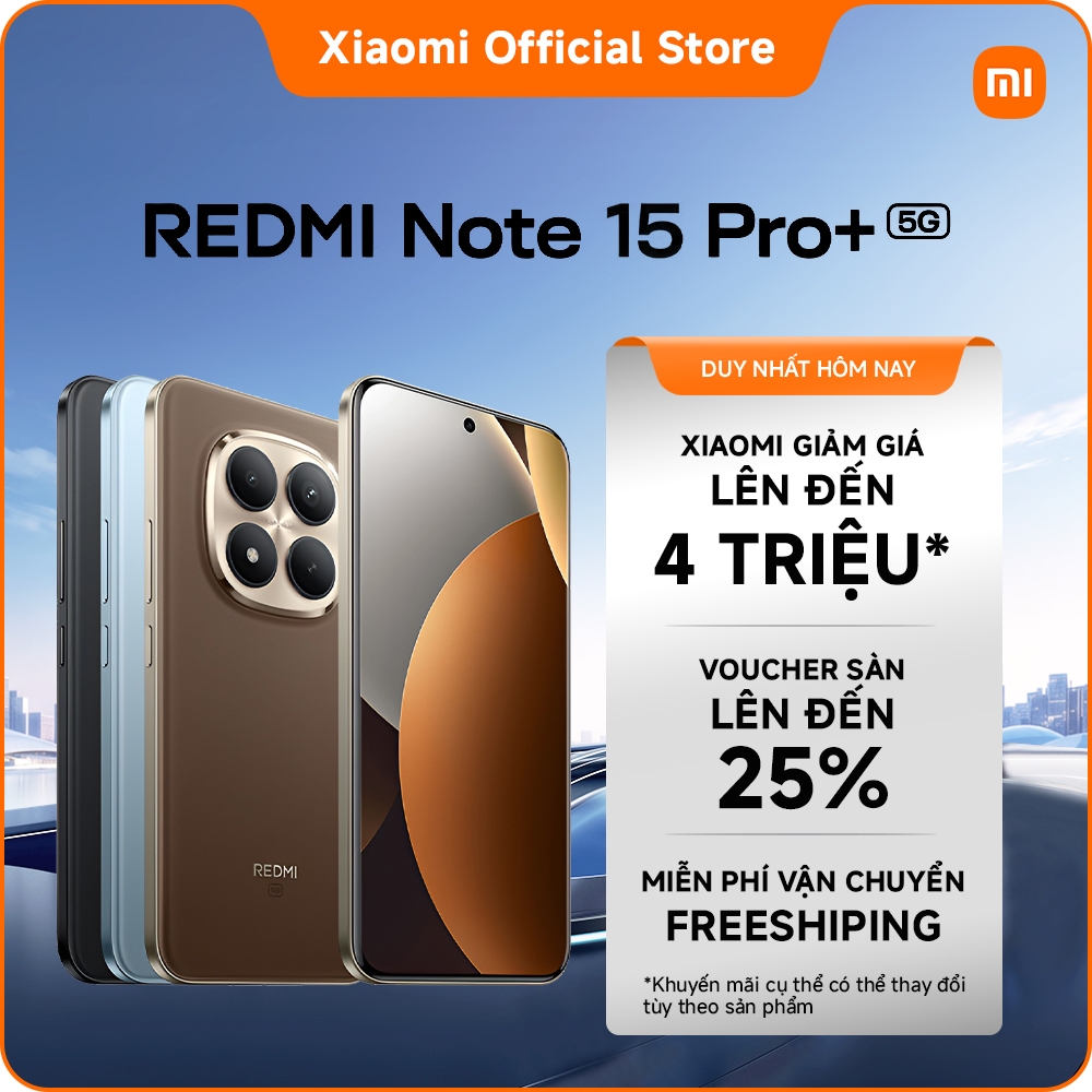 Điện thoại thông minh Redmi Note 15 Pro+ 5G (12+256GB)|Pin lớn 6500mAh và sạc nhanh HyperCharge 100W