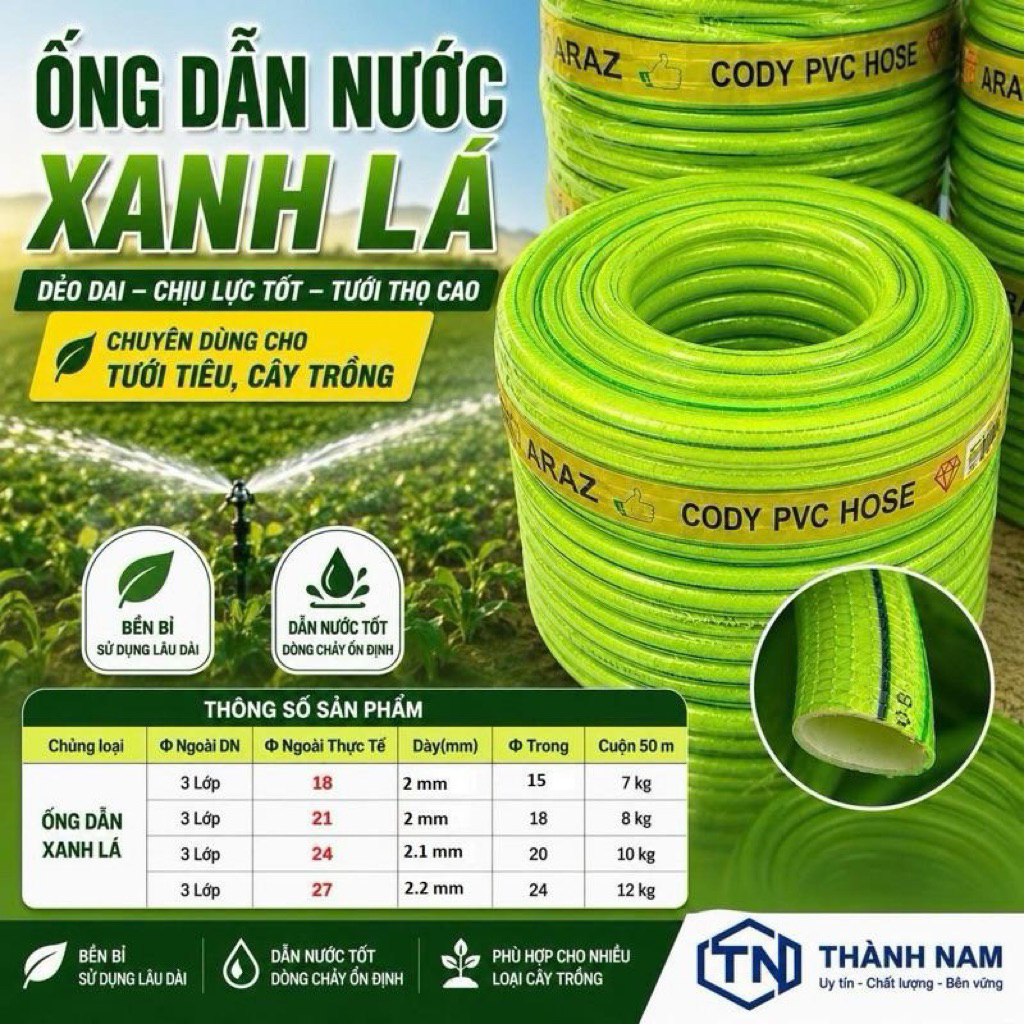 Ống nước nhựa dẻo phi 18, phi 21, phi 24, phi 27, phi 30, phi 34 hàng xịn