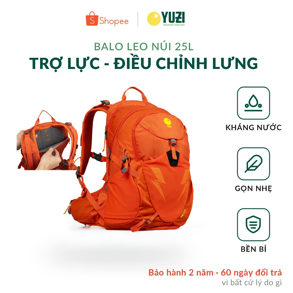 Balo leo núi, balo trekking trợ lực 25L YUZI SPINEFIT điều chỉnh độ dài lưng