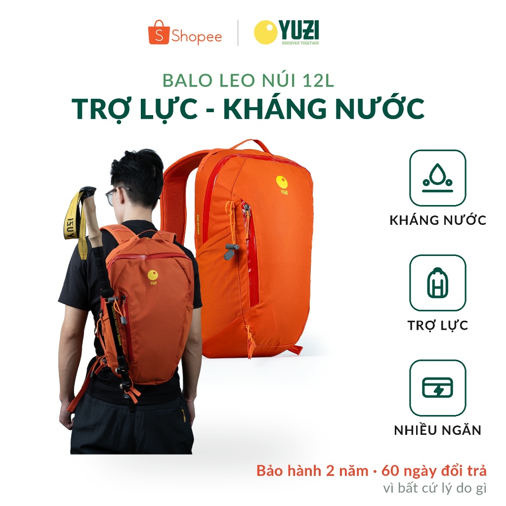 Balo leo núi 12 lít kháng nước, trợ lực, thoáng khí YUZI AIRFLEX