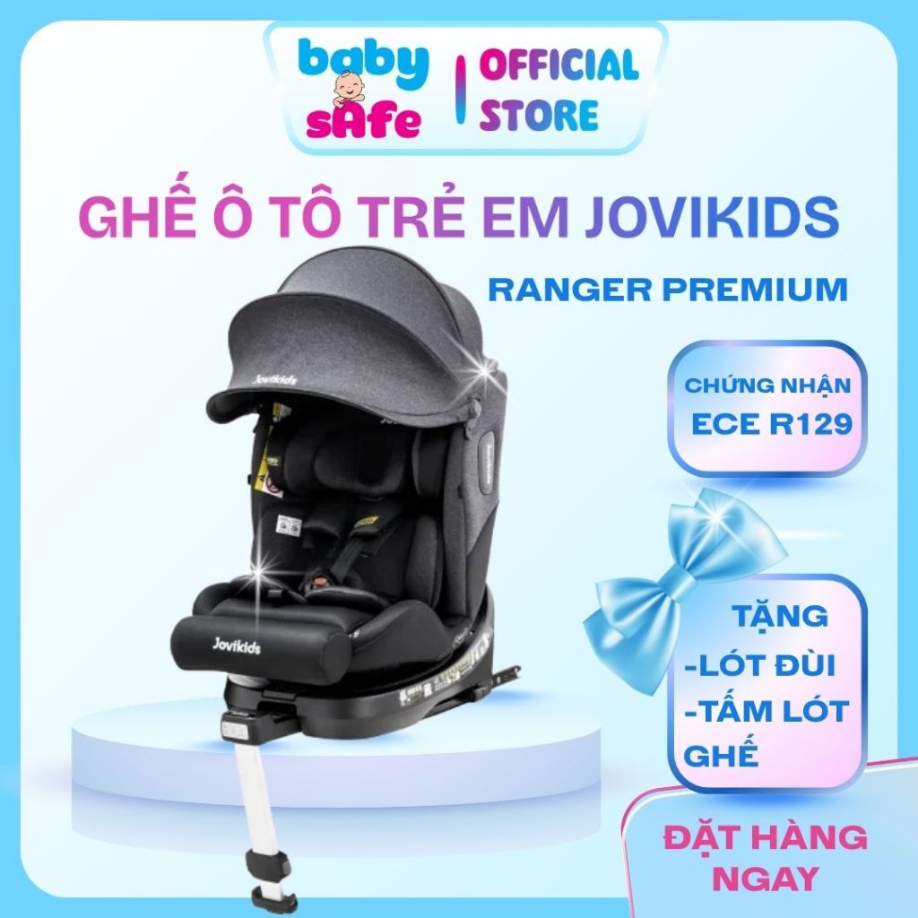 Ghế ô tô cao cấp Jovikids RANGER Premium 360° có ISOFIX đạt chuẩn i-Size cho bé sơ sinh-12 tuổi