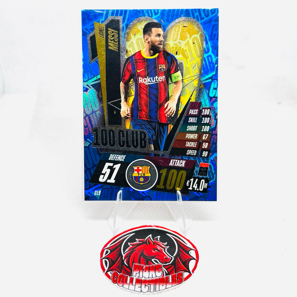 [ULTRA RARE] Thẻ bóng đá Messi 100 Club Match Attax 2020/21