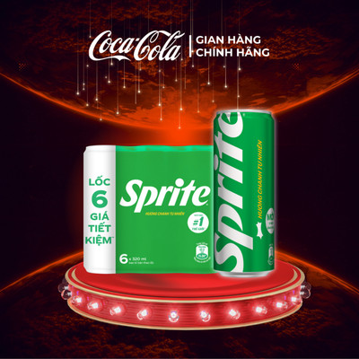 Lốc 6 Lon Nước Ngọt Giải Khát Có Gas Sprite Hương Chanh 320ml/Lon Sale 8.8_SP
