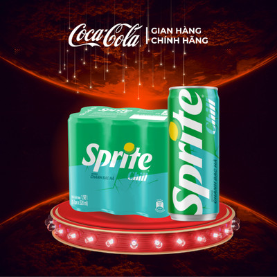 Lốc 6 Lon Nước Ngọt Giải Khát Có Gas Hương Chanh Bạc Hà Sprite Chill 320ml/Lon Sale 8.8_SP